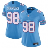 Women's Tennessee Titans #98 Jeffery Simmons Light Blue 2026 F.U.S.E. Vapor Limited Stitched Football Jersey