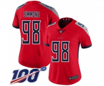 Women's Tennessee Titans #98 Jeffery Simmons Limited Red Inverted Legend 100th Season Football Jersey