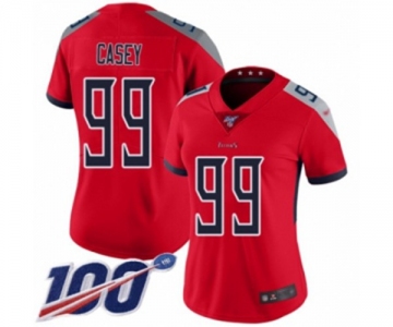 Women's Tennessee Titans #99 Jurrell Casey Limited Red Inverted Legend 100th Season Football Jersey