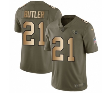 Youth Nike Tennessee Titans #21 Malcolm Butler Limited Olive Gold 2017 Salute to Service NFL Jersey