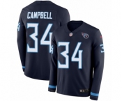 Youth Nike Tennessee Titans #34 Earl Campbell Limited Navy Blue Therma Long Sleeve NFL Jersey