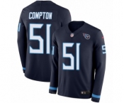 Youth Nike Tennessee Titans #51 Will Compton Limited Navy Blue Therma Long Sleeve NFL Jersey