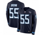 Youth Nike Tennessee Titans #55 Jayon Brown Limited Navy Blue Therma Long Sleeve NFL Jersey