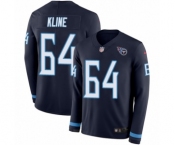 Youth Nike Tennessee Titans #64 Josh Kline Limited Navy Blue Therma Long Sleeve NFL Jersey