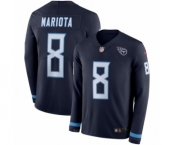Youth Nike Tennessee Titans #8 Marcus Mariota Limited Navy Blue Therma Long Sleeve NFL Jersey