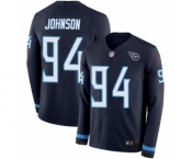 Youth Nike Tennessee Titans #94 Austin Johnson Limited Navy Blue Therma Long Sleeve NFL Jersey