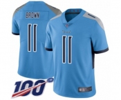 Youth Tennessee Titans #11 A.J. Brown Light Blue Alternate Vapor Untouchable Limited Player 100th Season Football Jersey
