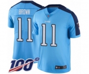 Youth Tennessee Titans #11 A.J. Brown Limited Light Blue Rush Vapor Untouchable 100th Season Football Jersey