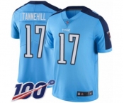 Youth Tennessee Titans #17 Ryan Tannehill Limited Light Blue Rush Vapor Untouchable 100th Season Football Jersey