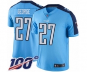 Youth Tennessee Titans #27 Eddie George Limited Light Blue Rush Vapor Untouchable 100th Season Football Jersey