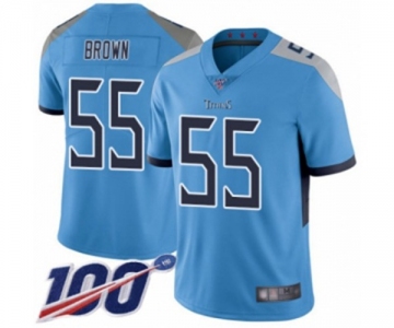 Youth Tennessee Titans #55 Jayon Brown Light Blue Alternate Vapor Untouchable Limited Player 100th Season Football Jersey