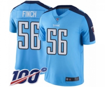 Youth Tennessee Titans #56 Sharif Finch Limited Light Blue Rush Vapor Untouchable 100th Season Football Jersey