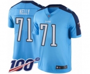 Youth Tennessee Titans #71 Dennis Kelly Limited Light Blue Rush Vapor Untouchable 100th Season Football Jersey