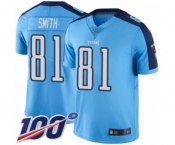 Youth Tennessee Titans #81 Jonnu Smith Limited Light Blue Rush Vapor Untouchable 100th Season Football Jersey