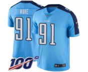 Youth Tennessee Titans #91 Cameron Wake Limited Light Blue Rush Vapor Untouchable 100th Season Football Jersey
