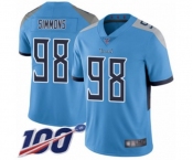 Youth Tennessee Titans #98 Jeffery Simmons Light Blue Alternate Vapor Untouchable Limited Player 100th Season Football Jersey