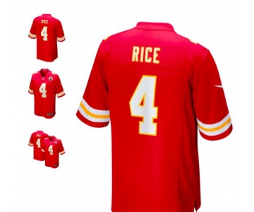 Men's Kansas City Chiefs #4 Rice Game Red Team Color Football Jersey