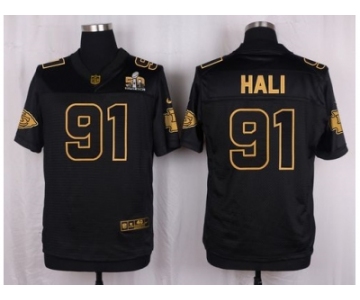 Nike Kansas City Chiefs #91 Tamba Hali Black Pro Line Gold Collection Jersey[Elite]