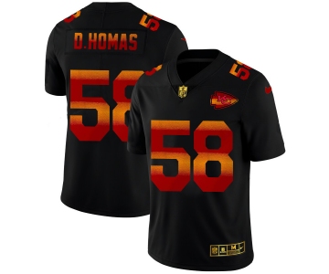Kansas City Chiefs #58 Derrick Thomas Men's Black Nike Red Orange Stripe Vapor Limited NFL Jersey