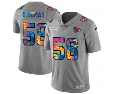 Kansas City Chiefs #58 Derrick Thomas Men's Nike Multi-Color 2020 NFL Crucial Catch NFL Jersey Greyheather