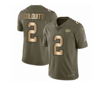 Men Nike Kansas City Chiefs #2 Dustin Colquitt Limited Olive Gold 2017 Salute to Service NFL Jerse