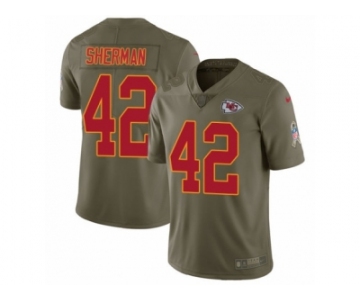 Men Nike Kansas City Chiefs #42 Anthony Sherman Limited Olive 2017 Salute to Service NFL Jersey