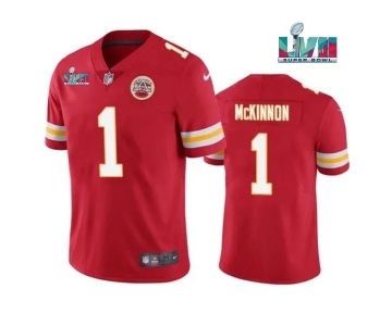 Men's Kansas City Chiefs #1 Jerick McKinnon Red Super Bowl LVII Patch Vapor Untouchable Limited Stitched Jersey