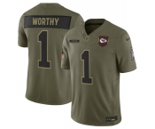 Men's Kansas City Chiefs #1 Xavier Worthy Olive 2025 Salute to Service Limited Football Stitched Jersey Men's Kansas City Chiefs #1 Xavier Worthy Olive 2025 Salute to Service Limited Football Stitched Jersey