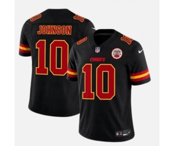 Men’s Kansas City Chiefs #10 Emmett Johnson Vapor Black Red Limited Black Stitched Jersey