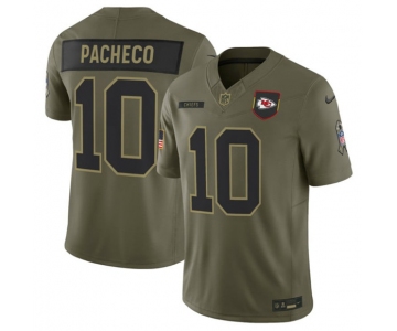 Men's Kansas City Chiefs #10 Isiah Pacheco Olive 2025 Salute to Service Limited Football Stitched Jersey