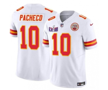 Men’s Kansas City Chiefs #10 Isiah Pacheco White F.U.S.E. Super Bowl LVIII Patch Vapor Untouchable Limited Football Stitched Jersey