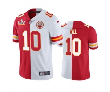 Men's Kansas City Chiefs #10 Tyreek Hill Red White 2021 Super Bowl LV Vapor Limited Stitched Football Jersey