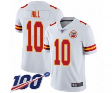 Men's Kansas City Chiefs #10 Tyreek Hill White Vapor Untouchable Limited Player 100th Season Football Jersey