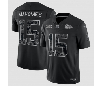 Men's Kansas City Chiefs #15 Patrick Mahomes Black 2026 F.U.S.E. Salute to Service Limited Football Stitched Jersey