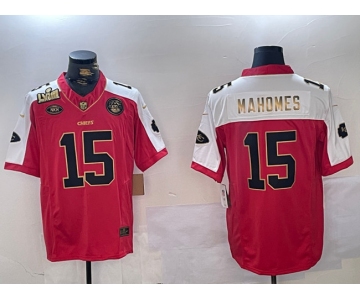 Men's Kansas City Chiefs #15 Patrick Mahomes Red With Gold Super Bowl LVIII Patch Limited Stitched Football Jersey