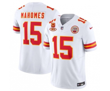 Men’s Kansas City Chiefs #15 Patrick Mahomes White 2024 F.U.S.E. With NKH Patch And 4-star C Patch Vapor Untouchable Limited Football Stitched Jersey