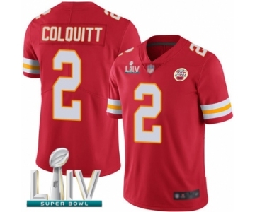 Men's Kansas City Chiefs #2 Dustin Colquitt Red Team Color Vapor Untouchable Limited Player Super Bowl LIV Bound Football Jersey