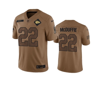 Men's Kansas City Chiefs #22 Trent McDuffie Brown 2023 Salute To Service Limited Jersey