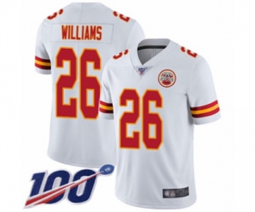 Men's Kansas City Chiefs #26 Damien Williams White Vapor Untouchable Limited Player 100th Season Football Jersey