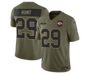 Men's Kansas City Chiefs #29 Kareem Hunt Olive 2025 Salute to Service Limited Football Stitched Jersey Men's Kansas City Chiefs #29 Kareem Hunt Olive 2025 Salute to Service Limited Football Stitched Jersey