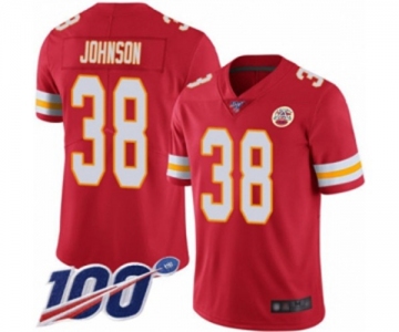 Men's Kansas City Chiefs #38 Dontae Johnson Red Team Color Vapor Untouchable Limited Player 100th Season Football Jersey