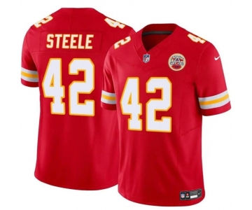 Men's Kansas City Chiefs #42 Carson Steele Red F.U.S.E. Vapor Untouchable Limited Football Stitched Jersey