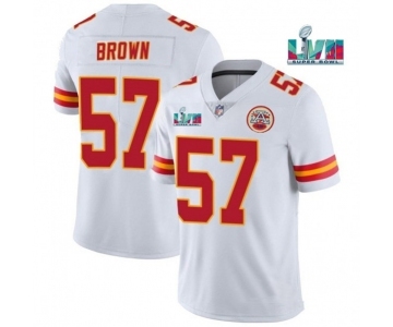 Men’s Kansas City Chiefs #57 Orlando Brown White Super Bowl LVII Patch Vapor Untouchable Limited Stitched Jersey