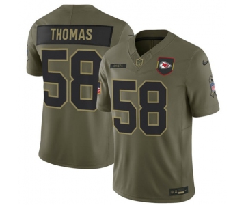 Men's Kansas City Chiefs #58 Derrick Thomas Olive 2025 Salute to Service Limited Football Stitched Jersey
