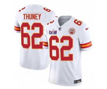 Men’s Kansas City Chiefs #62 Joe Thuney White 2024 F.U.S.E. Super Bowl LVIII Patch Vapor Untouchable Limited Football Stitched Jersey