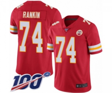 Men's Kansas City Chiefs #74 Martinas Rankin Red Team Color Vapor Untouchable Limited Player 100th Season Football Jersey