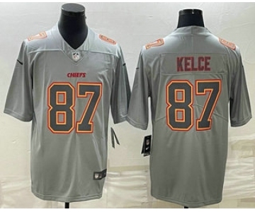Men's Kansas City Chiefs #87 Travis Kelce Gray Atmosphere Fashion Stitched Jersey