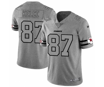 Men's Kansas City Chiefs #87 Travis Kelce Limited Gray Team Logo Gridiron Football Jersey