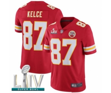 Men's Kansas City Chiefs #87 Travis Kelce Red Team Color Vapor Untouchable Limited Player Super Bowl LIV Bound Football Jersey