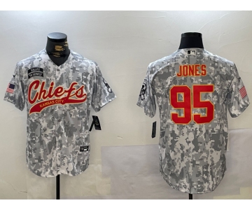 Men's Kansas City Chiefs #95 Chris Jones Arctic Camo 2024 Salute to Service Stitched Baseball Jersey